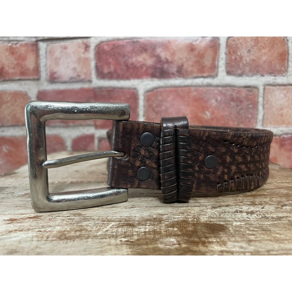 Honest‎ by Brighton Mens Brown Leather Whipstitch Belt M70228 Size 28